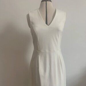 Banana Republic Cream Sheath Midi Dress V-Neck Sleeveless Size 4